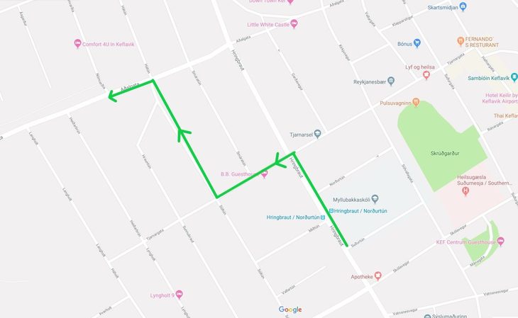 Strætó mun aka upp Tjarnargötu frá Hringbraut, inn Hátún og upp Aðalgötu meðan lokun stendur yfir