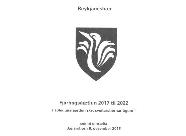 Forsíða fjárhagsáætlunar Reykjanesbæjar 2017-2022.