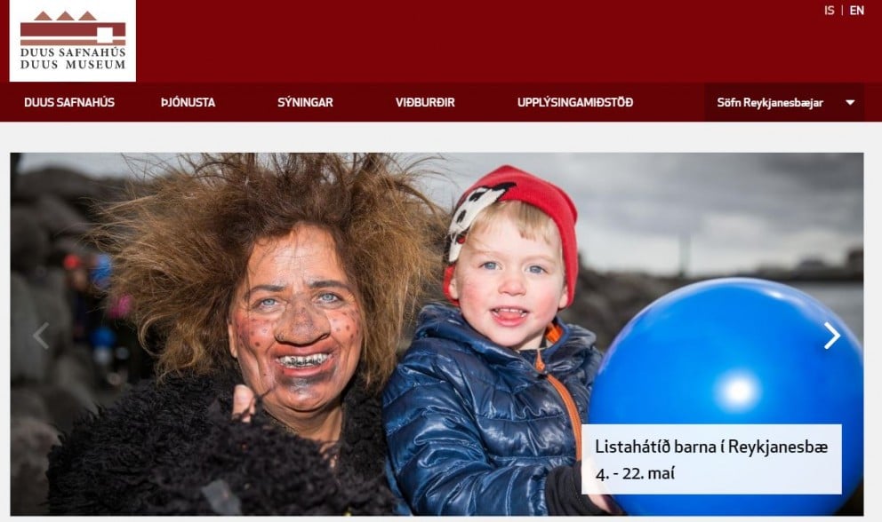 Klippa af vef Duus Safnahúsa.