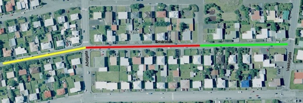 Vinna við þriðja og síðasta áfanga (merktur með grænu á myndinni) á endurnýjun lagna við Smáratún h&hellip;