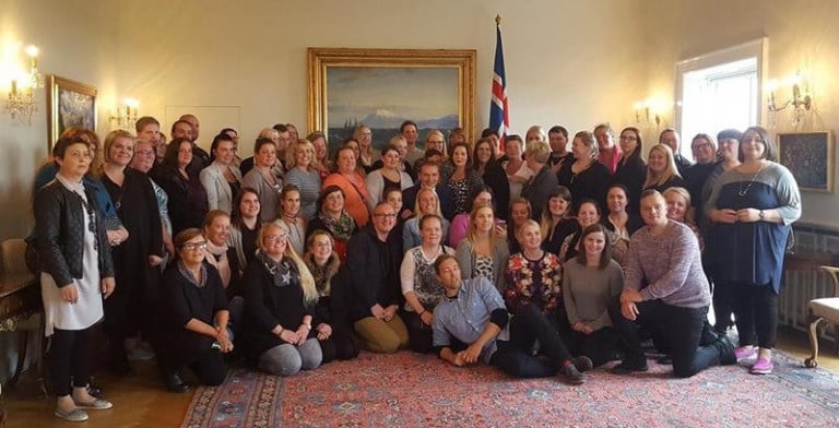 Starfsfólk Akurskóla í heimsókn að Bessastöðum.