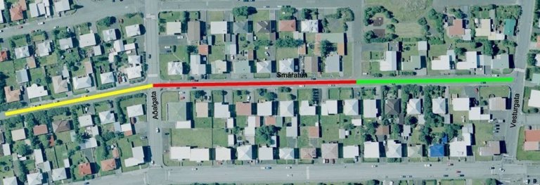 Vinna við þriðja og síðasta áfanga (merktur með grænu á myndinni) á endurnýjun lagna við Smáratún h&hellip;